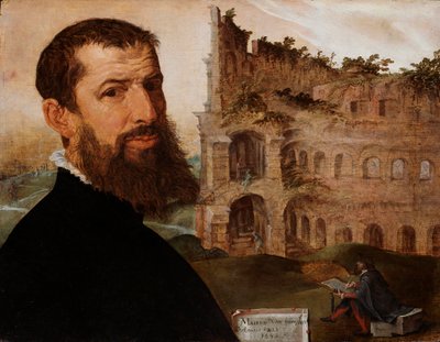Selbstporträt mit dem Kolosseum von Maarten van Heemskerck