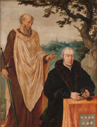 Sibylla Erythrea (linker Flügel eines Triptychons: der Stifter Matelief Dammasz. und St. Paulus (Vorderseite) und die erythräische Sibylle (Rückseite)) von Maarten van Heemskerck