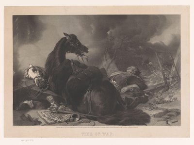 Zwei Kavalleriesoldaten und ihre Pferde bei einem Angriff getroffen von Maclure and Macdonald