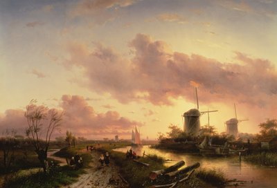 Ein Flussmündung mit Figuren, die ein Boot reparieren von Maerten Fransz van der Hulst
