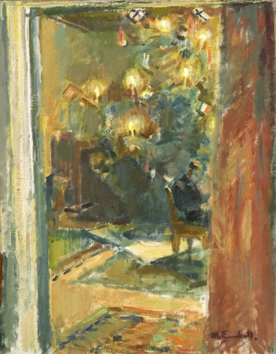 Weihnachtsbaum im Salon von Kilo Manor, frühe 1920er Jahre von Magnus Enckell