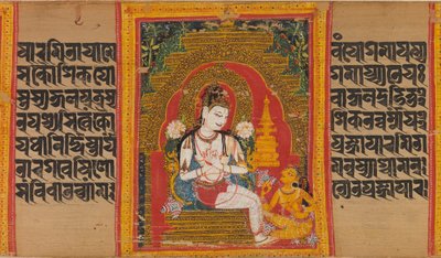 Bodhisattva Avalokiteshvara verkündet das Dharma einem Verehrer, frühes 12. Jahrhundert von Mahavihara Master