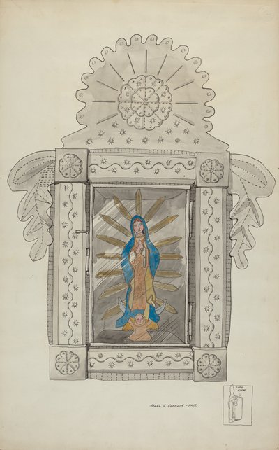 Zinn-Nicho mit Guadalupe-Bulto, c. 1936 von Majel G. Claflin