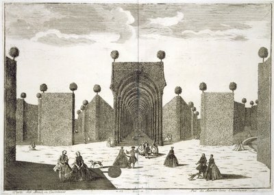 Die Topiary-Gärten, aus Delights of the Villa Castellazzo, von Domenico Felice Leonardi, veröffentlicht 1743 von Marc