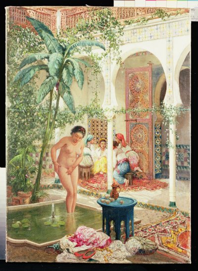 Frauen des Harems am Pool von Marc Alfred Chataud