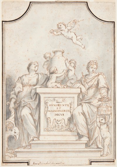 Entwurf für ein monochromes Gemälde, Kirche von Corpus Domini, Bologna, Italien von Marc Antonio Franceschini