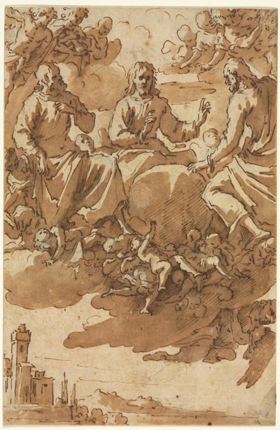 Christus in Herrlichkeit mit zwei Heiligen, erstes Drittel des 17. Jahrhunderts von Marcantonio Bassetti