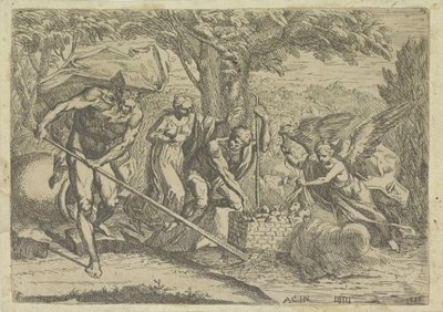 Romulus und Remus gefunden von Faustulus und Louva von Marcantonio Bellavia