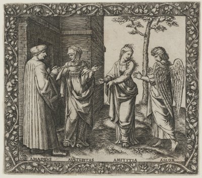 Amadeus Berruti mit Austeritas, Amititia und Amor von Marcantonio Raimondi