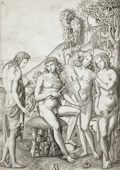 Apollo lehrt die Grazien die Musik von Marcantonio Raimondi
