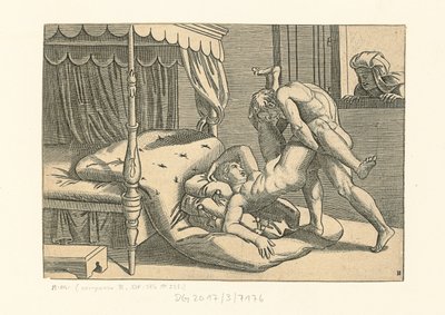 I Modi. Position 9, 1530-1540 von Marcantonio, Raimondi