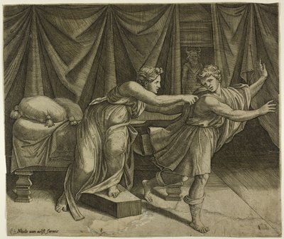 Joseph und die Frau des Potiphar von Marcantonio Raimondi
