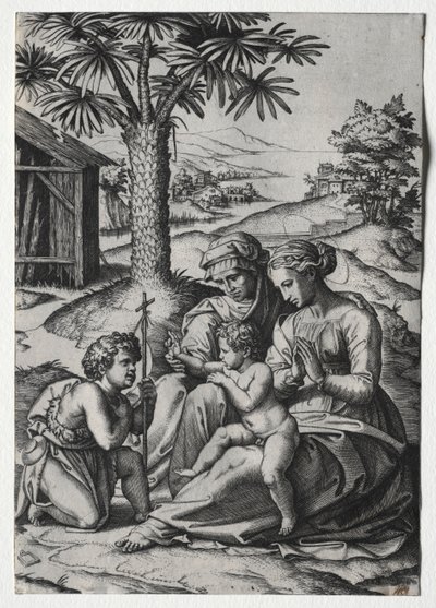 Madonna der Palme von Marcantonio Raimondi