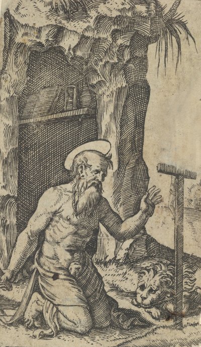 Der heilige Hieronymus kniet vor einem Kruzifix, aus der Serie 