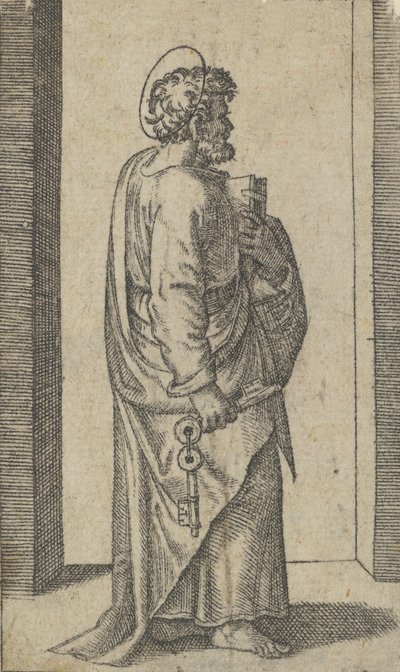 Heiliger Petrus, Schlüssel in der rechten Hand, Buch in der linken, nach rechts gewandt, aus der Serie 