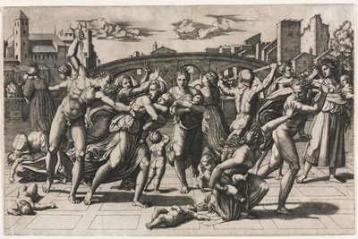 Das Massaker der Unschuldigen ohne den Tannenbaum von Marcantonio Raimondi
