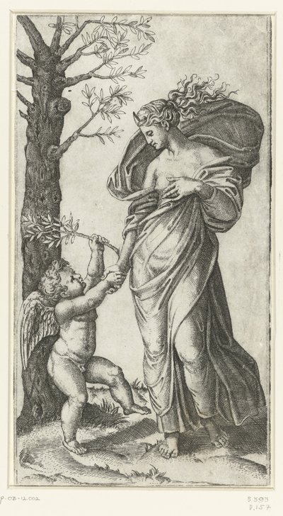 Versöhnung von Minerva und Amor von Marcantonio Raimondi