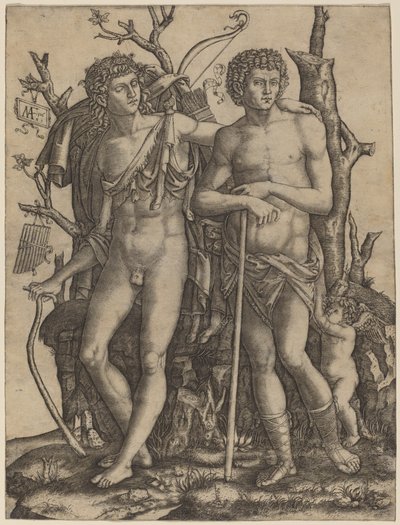 Apollo und Hyacinthus von Marcantonio Raimondi after Francesco Francia