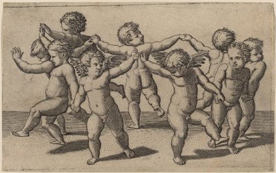 Tanz der Liebesgötter von Marcantonio Raimondi after Raphael