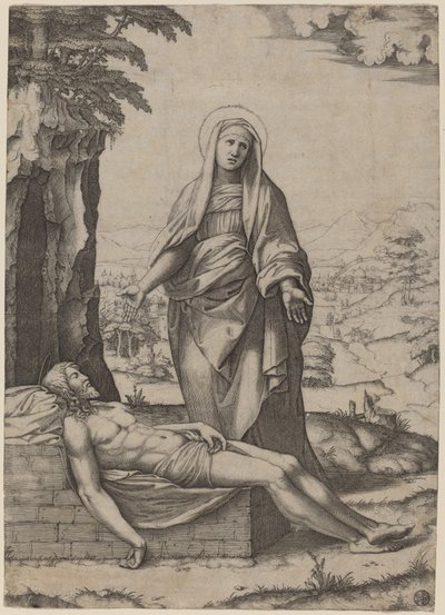 Die Klage der Jungfrau von Marcantonio Raimondi after Raphael