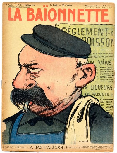Cover von „La Baionnette“, Satirisch in Farben von Marcel Amable O.L. Capy