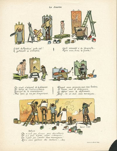 Illustration von Marcel Capy (1865-1941) in Le Sourire, Nr. 12, 20/03/13 - Die Kunst des Rondismus - Kunst, Avantgarde, Kubismus - Maler Künstler von Marcel Amable O.L. Capy