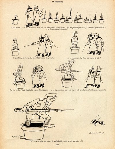 La Baionnette, Satirisch in Schwarz-Weiß von Marcel Amable O.L. Capy