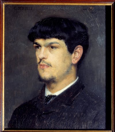 Porträt des französischen Komponisten Claude Debussy (1862-1918). Gemälde mit schwarzem Stein und Pastell von Marcel André Baschet (1862-1941) 1884 Paris, Musée d
