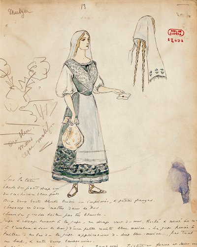 Skizze eines Kostüms für Michaela in Carmen von Georges Bizet von Marcel Multzer