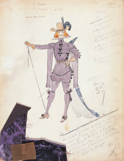 Kostümentwurf für Don Giovanni für die Aufführung Don Giovanni oder der bestrafte Wüstling, an der Opéra-Comique von Marcel Multzer