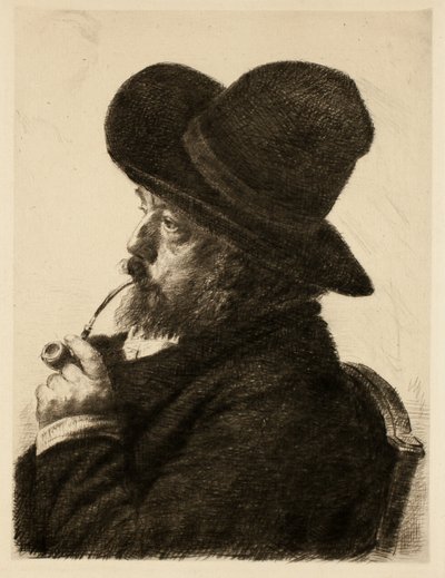 Rauchen mit großem Hut (Selbstporträt) von Marcellin Gilbert Desboutin