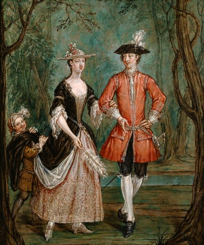 Dame und Herr mit einem Pagen, ca. 1750-1755 von Marcellus Laroon the Younger