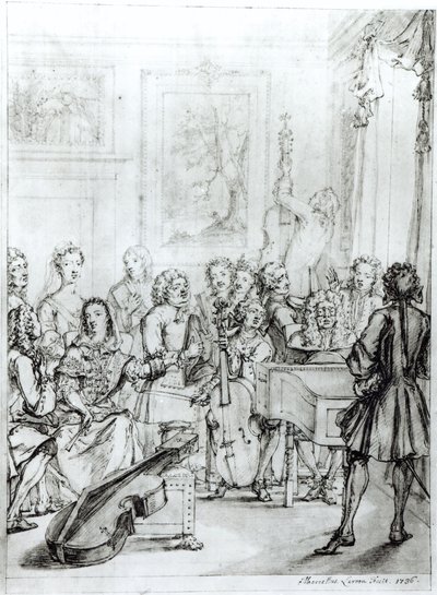 Konzert im Montague House, 1736 von Marcellus the Younger Laroon