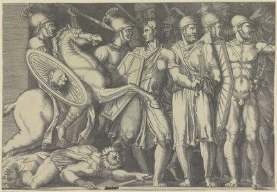 Trajan kämpft mit Daciern von Marco Dente (attributed to)