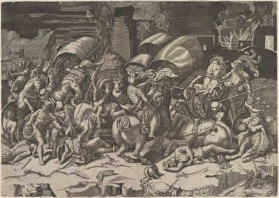 Kampf mit einem Krummsäbel, ca. 1515-27 von Marco Dente