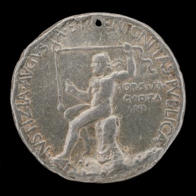 Laureatfigur, die eine Senkblei-Linie hält [Rückseite], 1454 oder später von Marco Guidizani