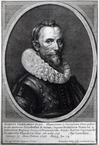 Selbstporträt, graviert von Wenceslaus Hollar, 1644 von Marcus Garret Gheeraerts the Younger
