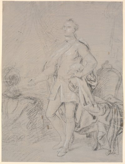 Entwurf für ein Ganzkörperporträt. Vorarbeit für Chr. VI.s Familienbild (Rosenborg)? Frederik V. als Kronprinz von Marcus Tuscher