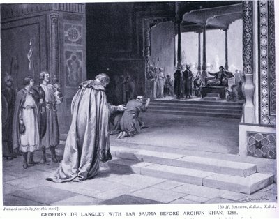 Geoffrey de Langley mit Bar Sauma vor Arghun Khan 1288 n. Chr. von Margaret Dovaston