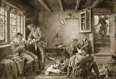 Lance-Corporal Royall kümmert sich um die Verwundeten in einem Gasthaus am Wegesrand, das unter Beschuss stand von Margaret Dovaston