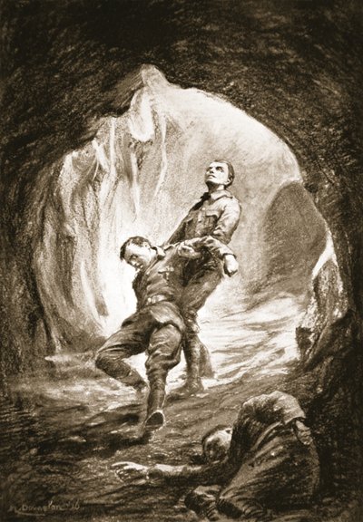 Soldat Weston rettet einen von Gas überwältigten Kameraden in einer Minengalerie von Margaret Dovaston