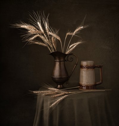 Rustikales Weizen-Stillleben von Margareth Perfoncio