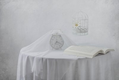 Gelassene Uhr Buch Vogelkäfig von Margareth Perfoncio