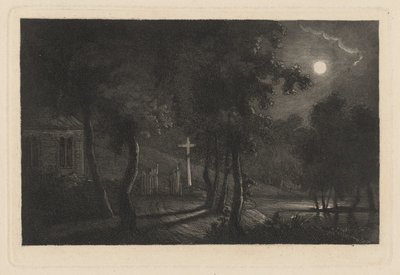 Kapelle am Seeufer bei Mondschein von Maria Anna Fischer