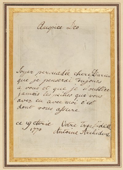 Autographenbrief an Thérèse oder Barbe Durieux, datiert 19. April 1770 von Maria Antonia Josepha Johanna von Habsburg Lothringen