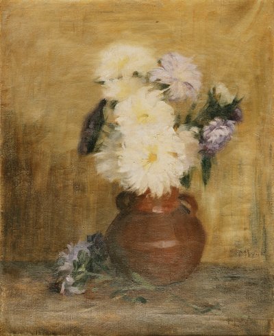 Astern in einem Steingutkrug auf einem Tisch von Maria Wiik