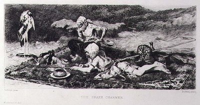 Der Schlangenbeschwörer, graviert von Emile Boilvin (1845-99) von Mariano (after) Fortuny