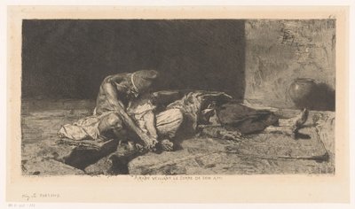 Arabischer Mann wacht über den toten Körper seines Freundes von Mariano José María Bernardo Fortuny y Carbó