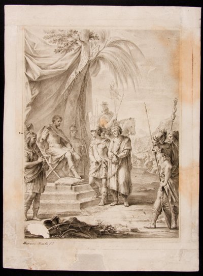 Jugurtha gefesselt und an Silanus übergeben, der ihn zu Marius bringt von Mariano Salvador Maella