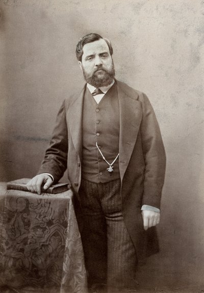 Dreiviertelporträt des Malers Thomas Couture, mit Schnurrbart und dichtem Bart von Marie Alexandre Alophe